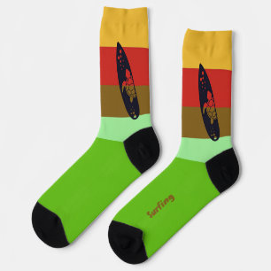 Surfboard Silhouette on King Bug Colours Socks