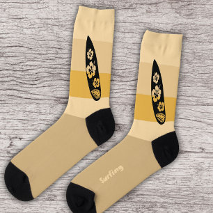 Surfboard Silhouette on Ocean Beach Sand Socks