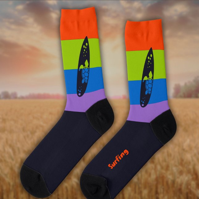 Surfboard Silhouette on Strong Bright Colour Socks (Creator Uploaded)