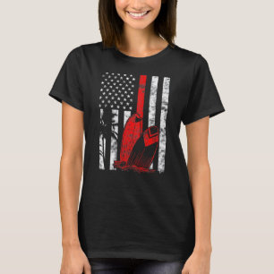 Surfboard Surf Thin Red Line American Flag Surfing T-Shirt