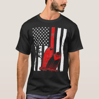 Surfboard Surf Thin Red Line American flag Surfing T-Shirt