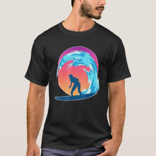 Surfboard Surfer Sea Waves Water Sport Ocean Sunse T-Shirt