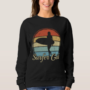 Surfboard Surfer Vintage Surfing Girl Surf Sweatshirt