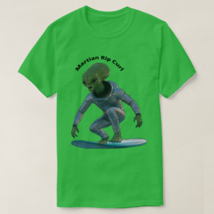Surfboard Surfing Space Martian Riding a Wave URM T-Shirt