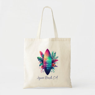 Surfboard Tropical Beach- Tote Bag