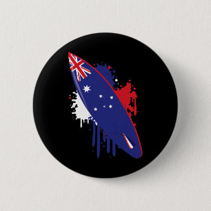 Surfboard Vintage With Australia Flag - Surfing An 6 Cm Round Badge