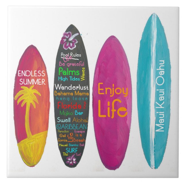 Surfboard Wall Aloha Tile (Front)