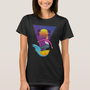 Surfboard Waves Surfer Tropical Palm Trees Vaporwa T-Shirt