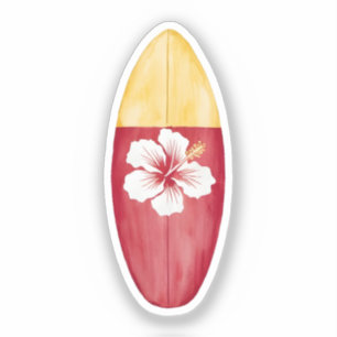 Surfboard with Hibiscus Flower