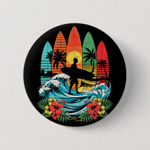 Surfboarder Hawaii Wave Surfing Beach Surfer Lover 6 Cm Round Badge