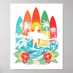 Surfboarder Hawaii Wave Surfing Beach Surfer Lover Poster