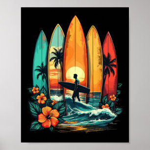 Surfboarder Hawaii Wave Surfing Beach Surfer Poster