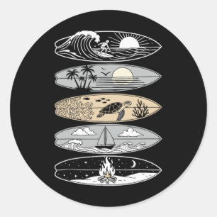 Surfboarder Hawaii Wave Surfing Ocean Surfer Classic Round Sticker
