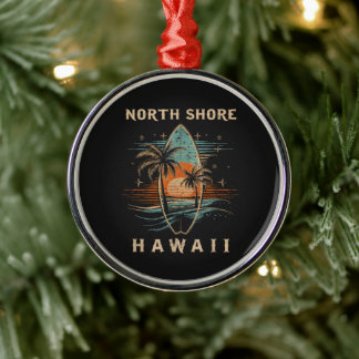 Surfboarder North Shore Hawaii  Metal Tree Decoration