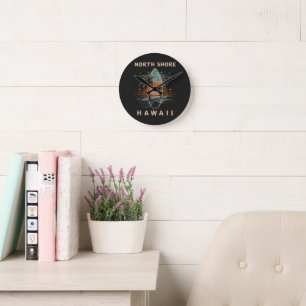Surfboarder North Shore Hawaii  Round Clock