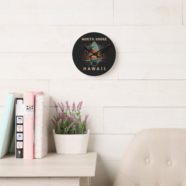 Surfboarder North Shore Hawaii  Round Clock (Reading Room)