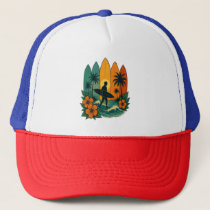 Surfboarder Ocean Wave Hawaii Beach Surfer Tee Trucker Hat