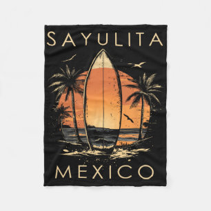 Surfboarder Sayulita Mexico Beach Surfing Surfer V Fleece Blanket