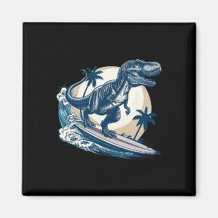 Surfboarding Tyrannosaurus Rex Surfing Dinosaur Lo Magnet