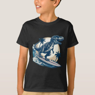 Surfboarding Tyrannosaurus Rex Surfing Dinosaur Lo T-Shirt