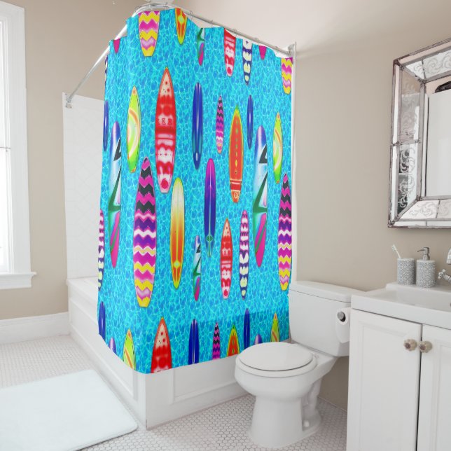 Surfboards 1 shower curtain (In Situ)