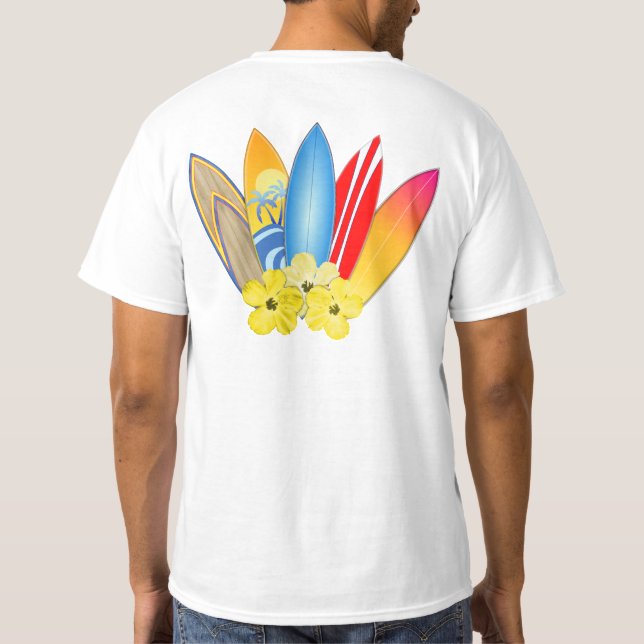 Surfboards And Hibiscus T-Shirt (Back)