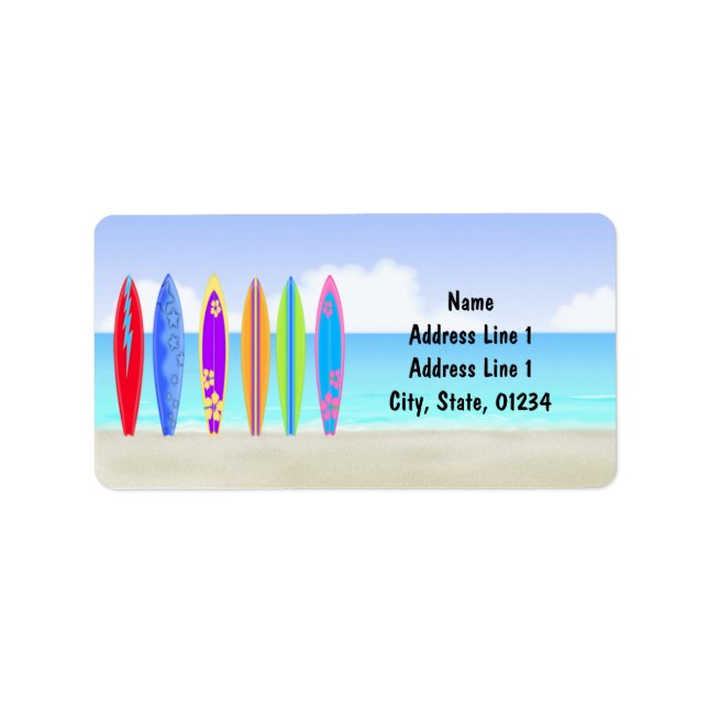 Surfboards Beach Address Labels (Front)