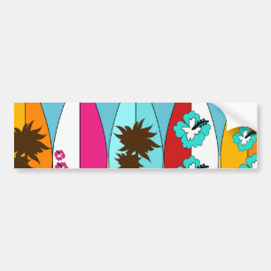 Surfboards Beach Bum Surfing Hippie Vans Bumper Sticker