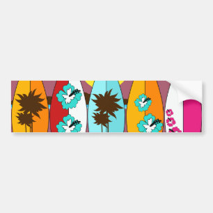 Surfboards Beach Bum Surfing Hippie Vans Bumper Sticker