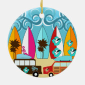 Surfboards Beach Bum Surfing Hippie Vans Ceramic Tree Decoration (Back)