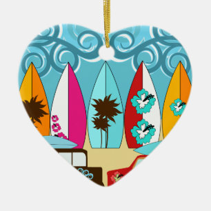 Surfboards Beach Bum Surfing Hippie Vans Ceramic Tree Decoration