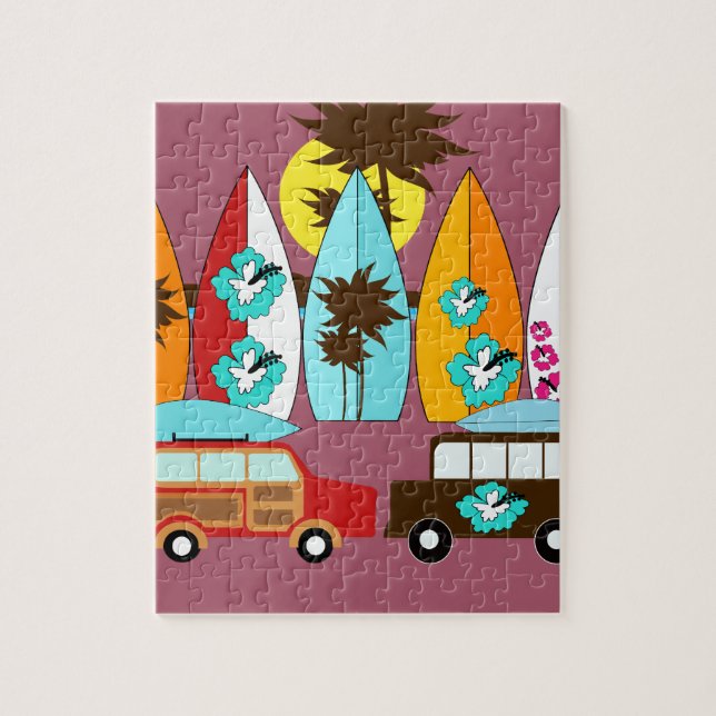 Surfboards Beach Bum Surfing Hippie Vans Jigsaw Puzzle (Vertical)