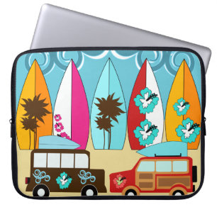 Surfboards Beach Bum Surfing Hippie Vans Laptop Sleeve