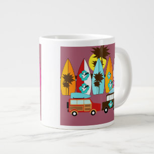 Surfboards Beach Bum Surfing Hippie Vans Large Coffee Mug