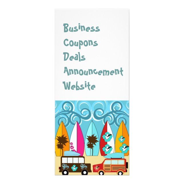 Surfboards Beach Bum Surfing Hippie Vans Rack Card (Front)