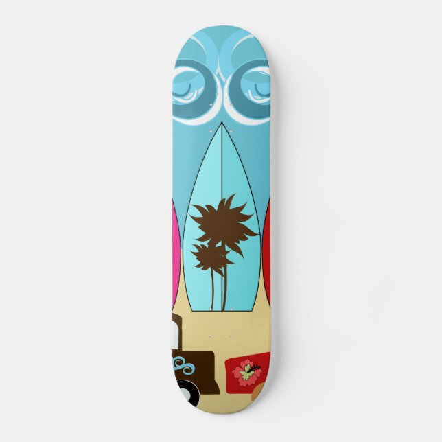 Surfboards Beach Bum Surfing Hippie Vans Skateboard (Front)