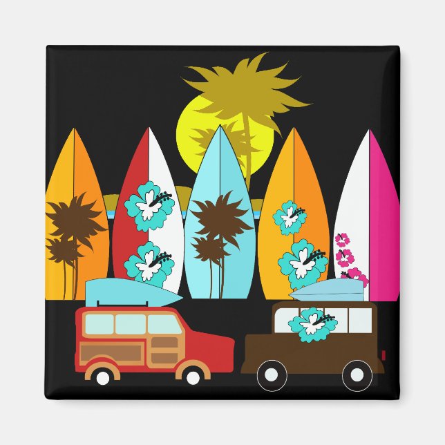 Surfboards Beach Bum Surfing Surfer Hippie Vans Magnet (Front)