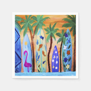 Surfboards beach paper napkins from my art