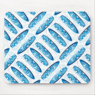Surfboards Blue Pattern Mouse Mat