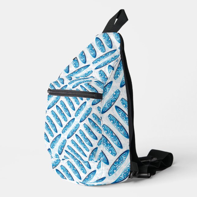 Surfboards Blue Pattern Sling Bag (Right Corner)