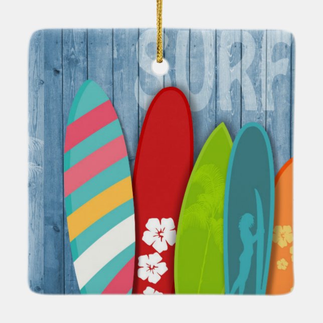 Surfboards Ceramic Ornament (Back)