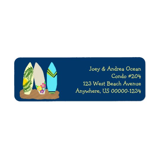 Surfboards Dark Blue Return Address Label
