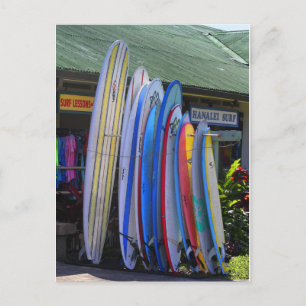 Surfboards for Rent in Hanalei, Kauai Postcard