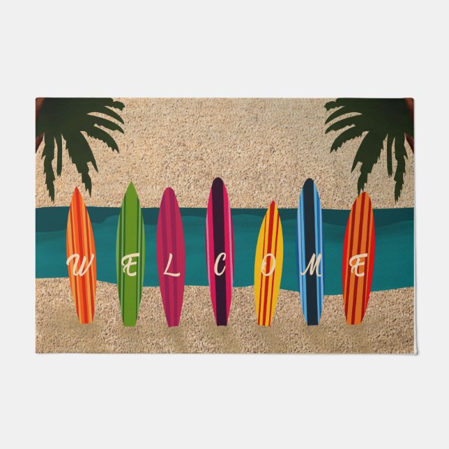 Surfboards Front Door Mat, Surfing lover Doormat (Front)