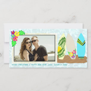 Surfboards Hawaiian Christmas Holiday Card
