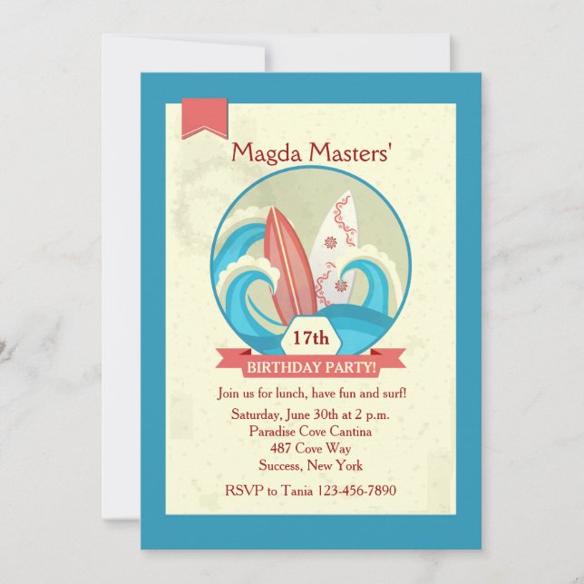 Surfboards in the Waves Invitation (Front)