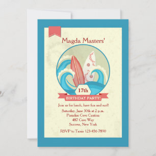 Surfboards in the Waves Invitation