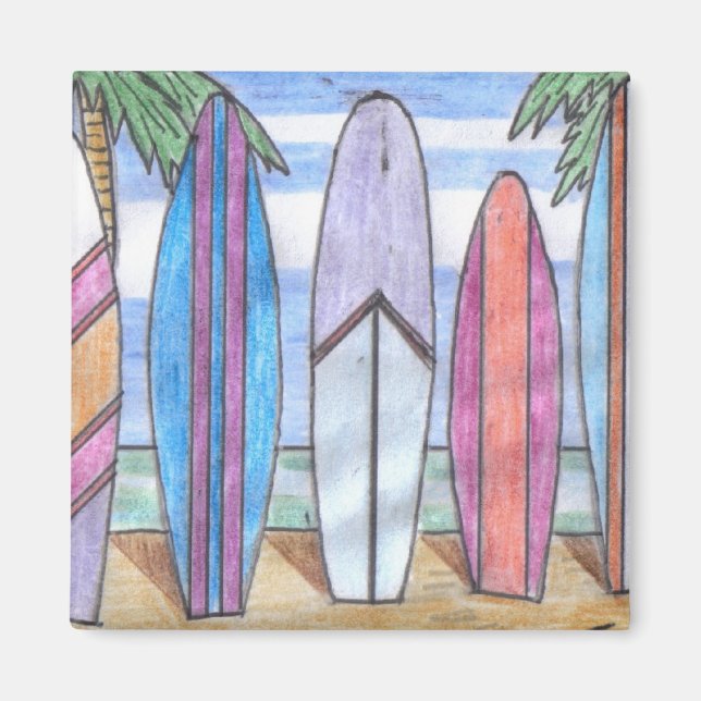 SURFBOARDS magnet (square) (Front)