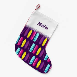 Surfboards Multi-Coloured Surfing Pattern Small Christmas Stocking