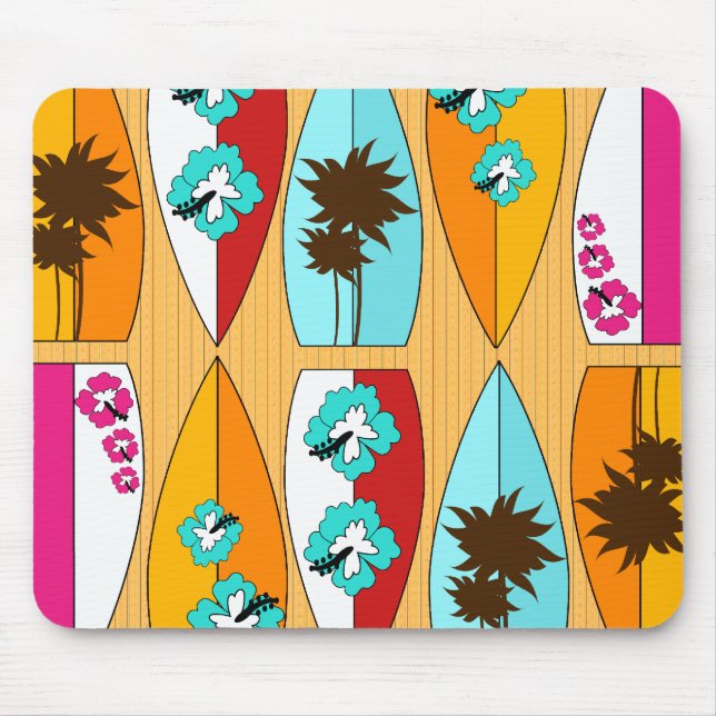 Surfboards on the Boardwalk Summer Beach Theme Mouse Mat (Front)